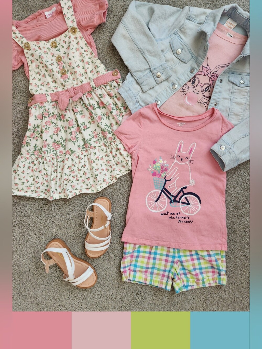 Girls 6 Mix & Match Bundle | Pink, Pastel, Floral, Bunny, School | 6 Pieces